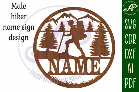 Hiker male name wall art sign, SVG file SVG APInspireddesigns 