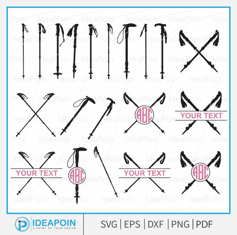 Hiker stick svg, Hiking Sticks monogram, Trekking Poles SVG, Hiking Clipart, Hiking Love, Walking Claw Canes SVG, Trekking Stick Svg SVG Dinvect 