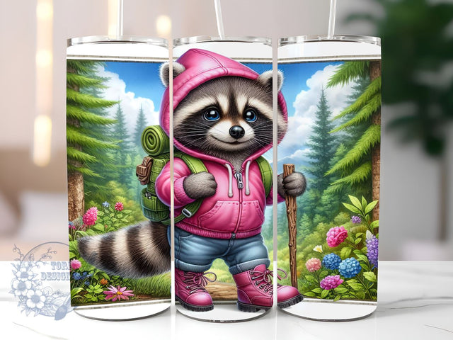 Hiking Raccoon 20oz Skinny Tumbler, Raccoon Tumbler Png, Straight & Tapered Tumbler Wrap, Instant Digital Download Sublimation ToriDesigns 