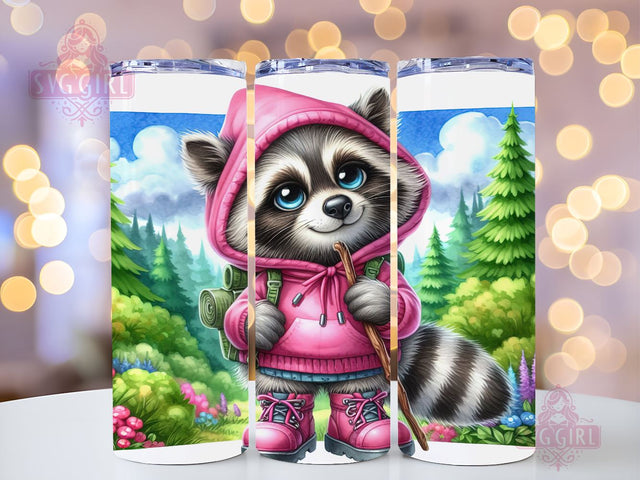Hiking Raccoon 20oz Tumbler Wrap Sublimation Design, Straight Tapered Tumbler Wrap, Camping Tumbler Png, Instant Digital Download Sublimation SvggirlplusArt 