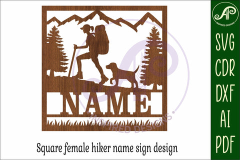 Hiking square female named wall sign or card topper svg SVG APInspireddesigns 