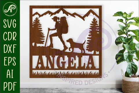 Hiking square female named wall sign or card topper svg SVG APInspireddesigns 