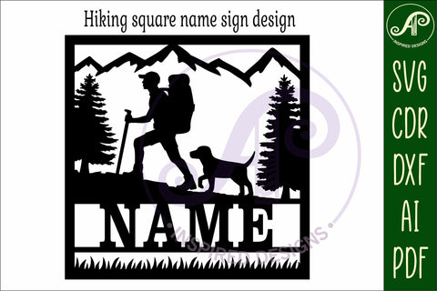 Hiking square named wall sign or card topper svg SVG APInspireddesigns 