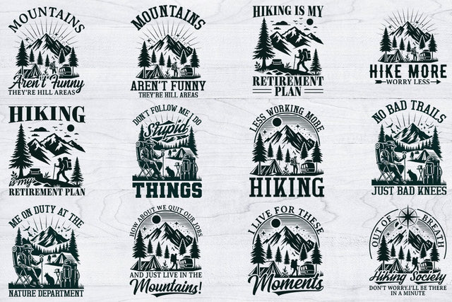 Hiking T-shirt Design Bundle, Adventure Lover Gift, Mountain Scene Svg SVG Creativeart88 