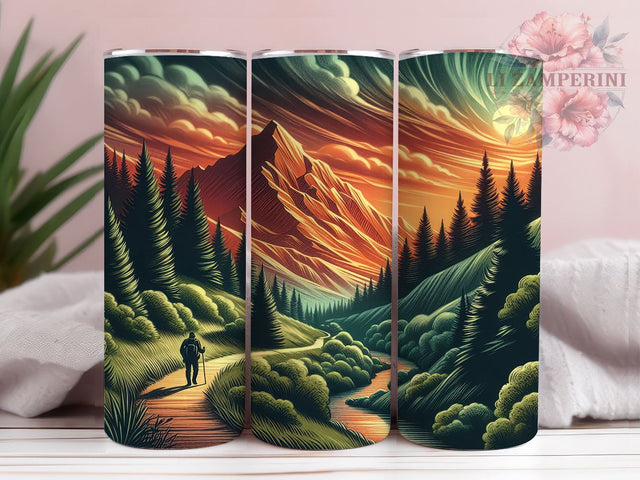 Hiking Tumbler, Nature Design, Sunset Drinkware, 20oz Tumbler, Sublimation Wrap, Outdoor Adventure Gifts, Mountain Decor Sublimation Li Zamperini 