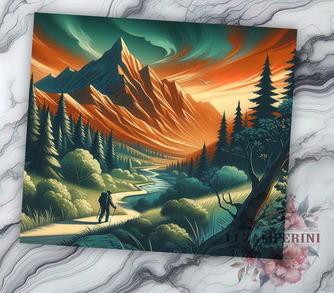 Hiking Tumbler, Nature Design, Sunset Drinkware, 20oz Tumbler, Sublimation Wrap, Outdoor Adventure Gifts, Mountain Decor Sublimation Li Zamperini 