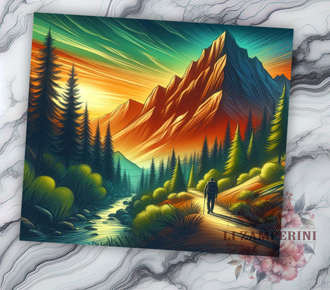 Hiking Tumbler, Nature Design, Sunset Drinkware, 20oz Tumbler, Sublimation Wrap, Outdoor Adventure Gifts, Mountain Decor Sublimation Li Zamperini 
