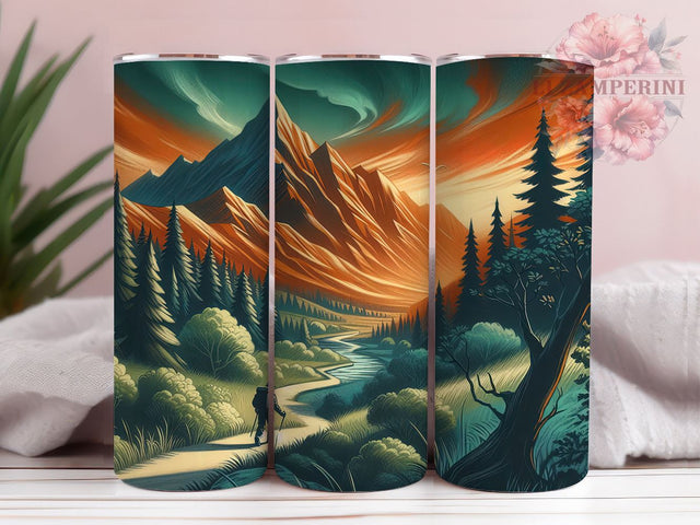 Hiking Tumbler, Nature Design, Sunset Drinkware, 20oz Tumbler, Sublimation Wrap, Outdoor Adventure Gifts, Mountain Decor Sublimation Li Zamperini 