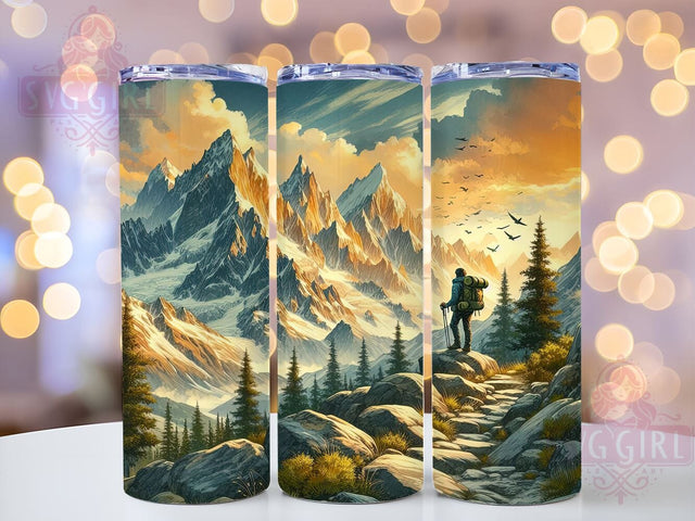 Hiking Tumbler Wrap, Mountain Hiker Tumbler, 20oz Sublimation Design, Outdoor Adventure Drinkware, Nature Lover Tumbler, Camping Tumbler Wrap, Hiking Gifts Sublimation SvggirlplusArt 