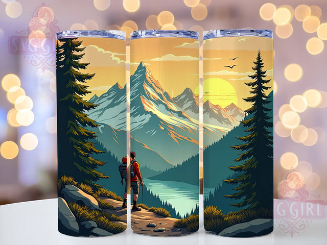 Hiking Tumbler Wrap, Mountain Hiker Tumbler, 20oz Sublimation Design, Outdoor Adventure Drinkware, Nature Lover Tumbler, Camping Tumbler Wrap, Hiking Gifts Sublimation SvggirlplusArt 