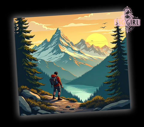 Hiking Tumbler Wrap, Mountain Hiker Tumbler, 20oz Sublimation Design, Outdoor Adventure Drinkware, Nature Lover Tumbler, Camping Tumbler Wrap, Hiking Gifts Sublimation SvggirlplusArt 