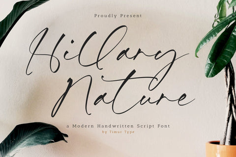 Hillary Nature - Modern Handwritten Script Font Font Timur type 