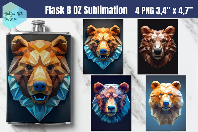 Hip Flask 8 oz Sublimation | Bear Sublimation Sublimation Helga Art 