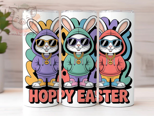 Hip Hop Bunny 20oz Tumbler, Easter Bunny, 20oz Tumbler Wrap, Sublimation PNG, Fun Holiday Cup, Spring Gift, Cool Bunny Design Sublimation Lara' s Designs 