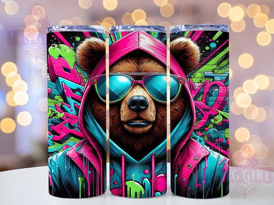 Hip Hop Graffiti Teddy Tumbler, Breaking Wall Wrap, Street Style Bear Cup, 20oz Sublimation Wrap, Stylish Hip Hop Design Tumbler, Artistic Teddy Graffiti Cup, Urban Rap Theme Wrap Sublimation SvggirlplusArt 