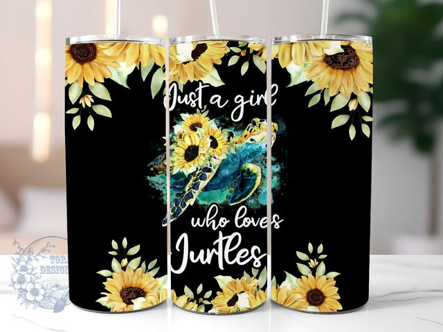 Hippie and Sunflower Turtle 20 oz Skinny Tumbler, Sea Turtle Tumbler PNG, Straight & Tapered Tumbler Wrap PNG, Instant Digital Download PNG, Sublimation Designs Downloads Sublimation ToriDesigns 