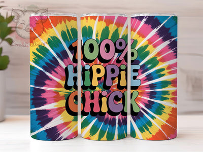Hippie Chick Tie-Dye Boho Retro Tumbler, Tie-Dye Wrap Design, 100 Percent Hippie Cup, 20Oz Tumbler Sublimation, Boho Style Drinkware, Retro Hippie Mug, Colorful Bohemian Cup Sublimation Lara' s Designs 