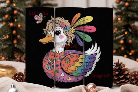 Hippie Duck 20oz Tumbler Wrap Sublimation DesignSVG 