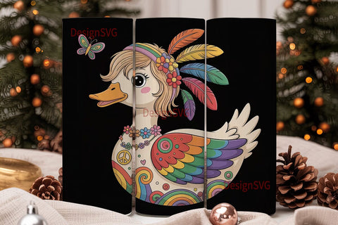 Hippie Duck 20oz Tumbler Wrap Sublimation DesignSVG 