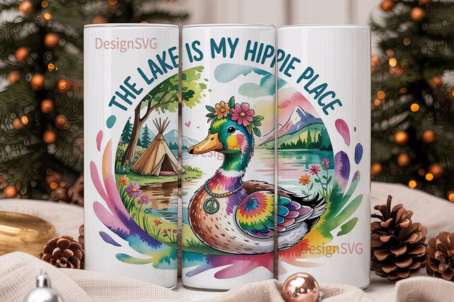 Hippie Duck Lake 20oz Tumbler Wrap Sublimation DesignSVG 