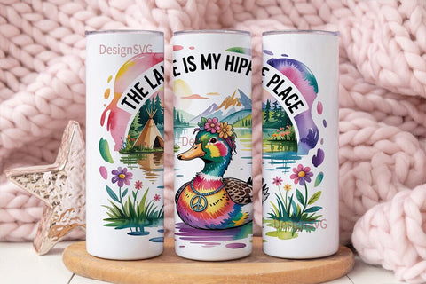 Hippie Duck Lake 20oz Tumbler Wrap Sublimation DesignSVG 