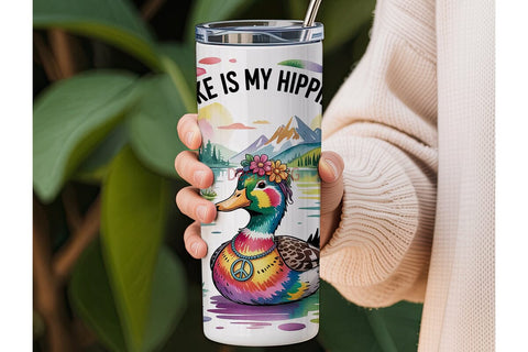 Hippie Duck Lake 20oz Tumbler Wrap Sublimation DesignSVG 