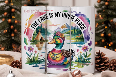 Hippie Duck Lake 20oz Tumbler Wrap Sublimation DesignSVG 