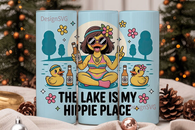Hippie Duck Lake Life 20oz Tumbler Sublimation DesignSVG 