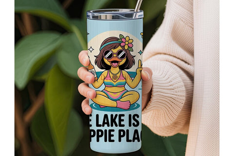 Hippie Duck Lake Life 20oz Tumbler Sublimation DesignSVG 