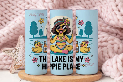 Hippie Duck Lake Life 20oz Tumbler Sublimation DesignSVG 