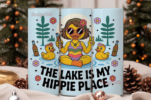 Hippie Duck Lake Life 20oz Tumbler Sublimation DesignSVG 