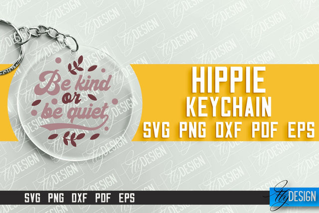 Hippie Keychain Design | Round Keychain Designs | Quotes SVG File SVG Fly Design 