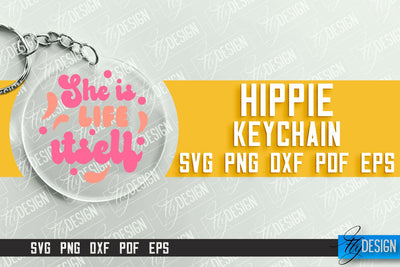 Hippie Keychain Design | Round Keychain Designs | Quotes SVG File SVG Fly Design 