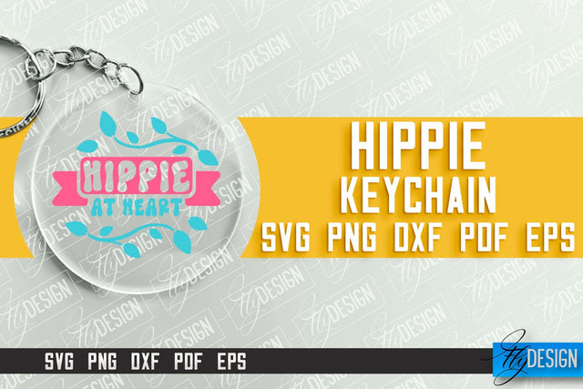 Hippie Keychain Design | Round Keychain Designs | Quotes SVG File SVG Fly Design 