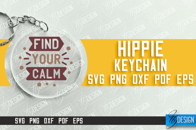 Hippie Keychain Design | Round Keychain Designs | Quotes SVG File SVG Fly Design 
