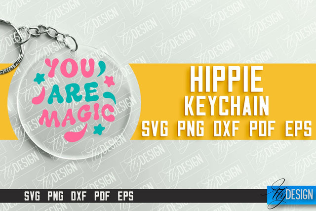 Hippie Keychain Design | Round Keychain Designs | Quotes SVG File SVG Fly Design 