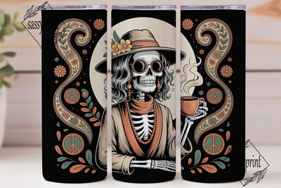 Hippie Skeleton Coffee 20oz Tumbler Wrap Sublimation sassyprint 