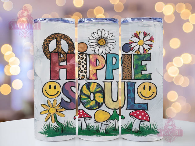 Hippie Soul 20oz Tumbler Wrap Sublimation Design, Straight Tapered Tumbler Wrap, Western Hippie Tumbler Png, Instant Digital Download Sublimation SvggirlplusArt 