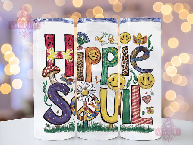 Hippie Soul 20oz Tumbler Wrap Sublimation Design, Straight Tapered Tumbler Wrap, Western Hippie Tumbler Png, Instant Digital Download Sublimation SvggirlplusArt 