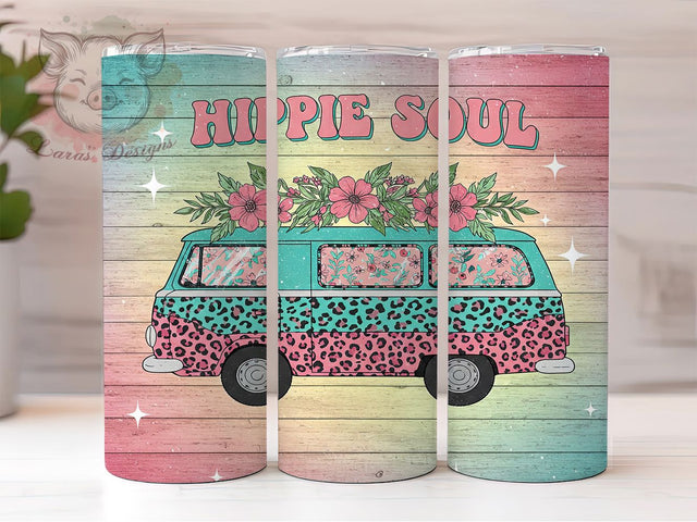 Hippie Soul Retro Boho Western Tumbler Wrap, Western Tumbler Design, Boho Tumbler Sublimation, 20oz Skinny Tumbler PNG, Retro Hippie Wrap, Bohemian Western Tumbler Sublimation Lara' s Designs 