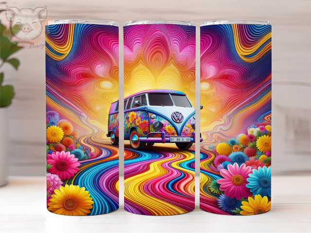 Hippie Van 20oz Tumbler Png, Straight & Tapered Tumbler Png, Camper Van Tumbler Png, Digital Download PNG Sublimation Lara' s Designs 