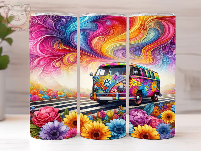 Hippie Van 20oz Tumbler Png, Straight & Tapered Tumbler Png, Camper Van Tumbler Png, Digital Download PNG Sublimation Lara' s Designs 