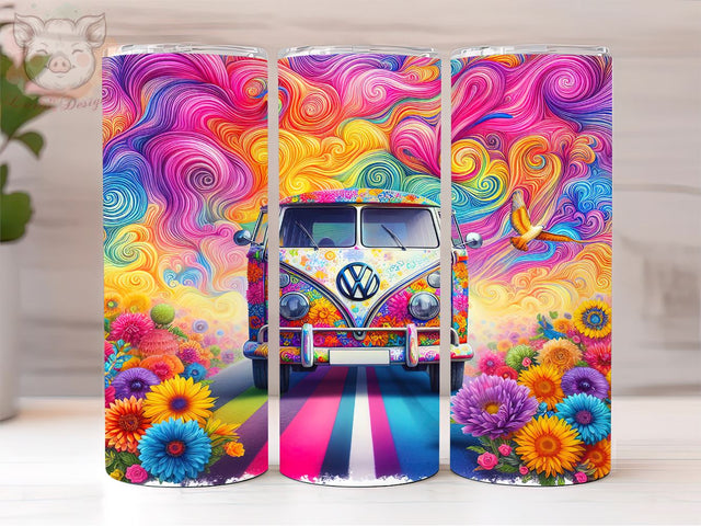 Hippie Van 20oz Tumbler Png, Straight & Tapered Tumbler Png, Camper Van Tumbler Png, Digital Download PNG Sublimation Lara' s Designs 