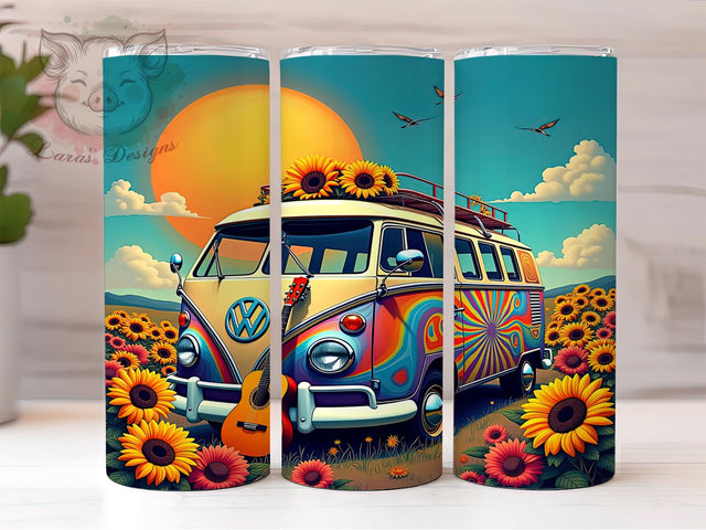 Hippie Vibes 20oz Tumbler, Hippie Vibes Tumbler, 20oz Wrap, Sublimation Tumbler, Boho Style Tumbler, Vintage Hippie Gift, Colorful Tumbler Design Sublimation Lara' s Designs 