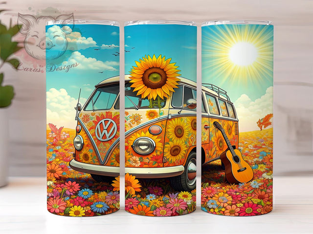 Hippie Vibes 20oz Tumbler, Hippie Vibes Tumbler, 20oz Wrap, Sublimation Tumbler, Boho Style Tumbler, Vintage Hippie Gift, Colorful Tumbler Design Sublimation Lara' s Designs 