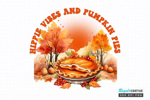 Hippie vibes and pumpkin pies png design Sublimation Regulrcrative 