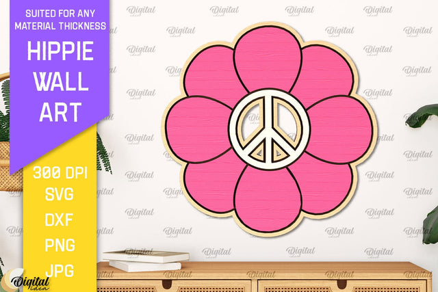 Hippie Wall Art Laser Cut. Hippie Wooden Decor SVG SVG Evgenyia Guschina 