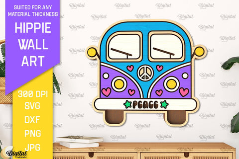 Hippie Wall Art Laser Cut. Hippie Wooden Decor SVG SVG Evgenyia Guschina 
