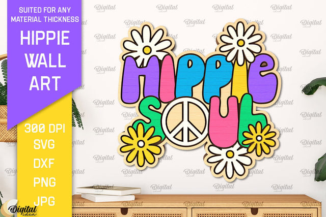 Hippie Wall Art Laser Cut. Hippie Wooden Decor SVG SVG Evgenyia Guschina 