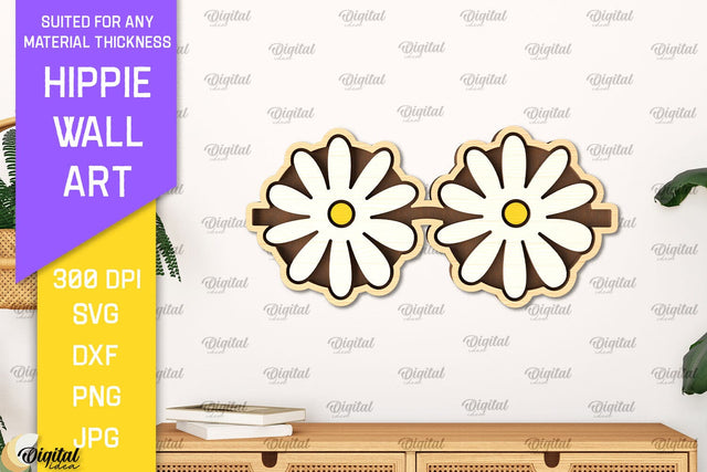 Hippie Wall Art Laser Cut. Hippie Wooden Decor SVG SVG Evgenyia Guschina 